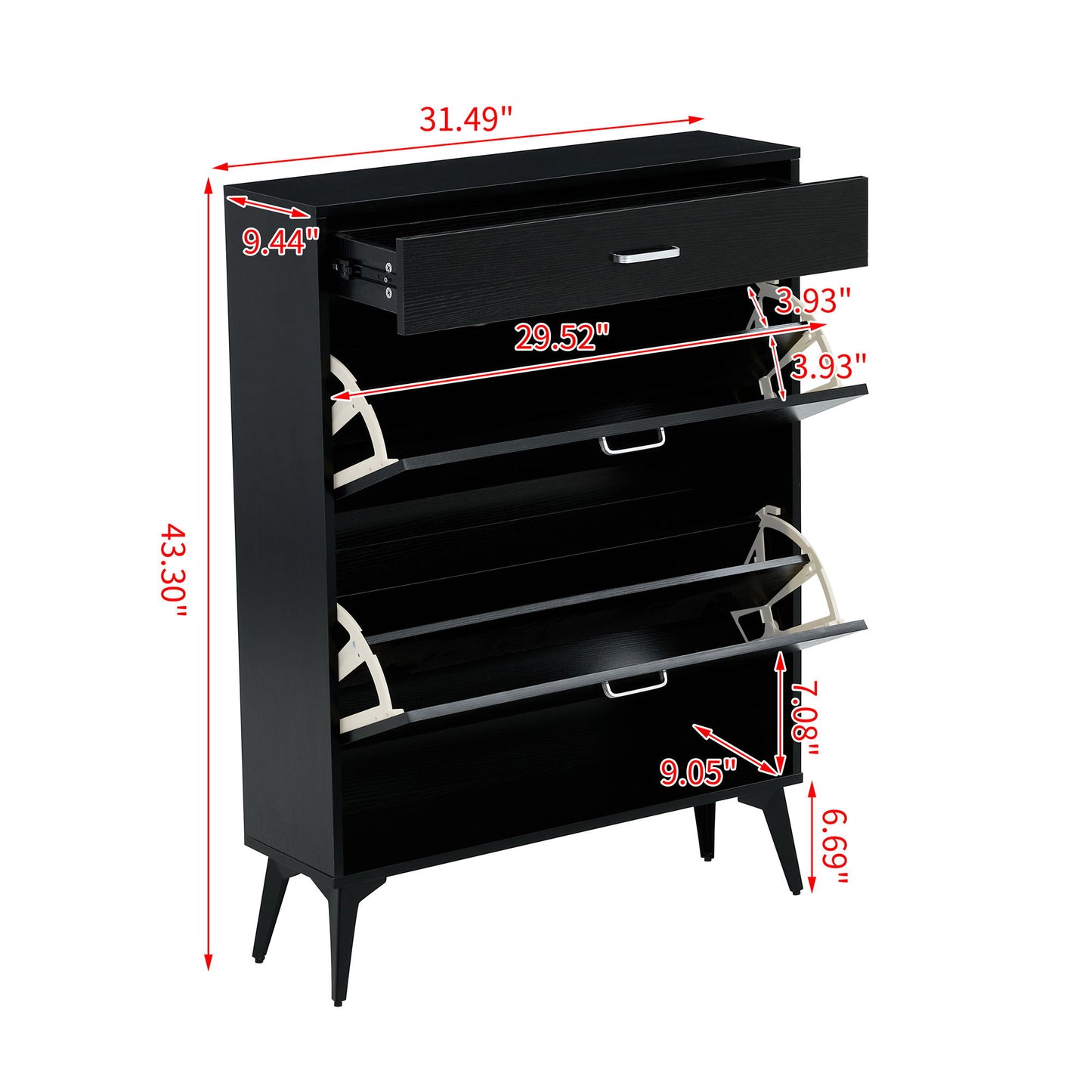 Shoe Cabinet, Shoe Storage Shelves - Black