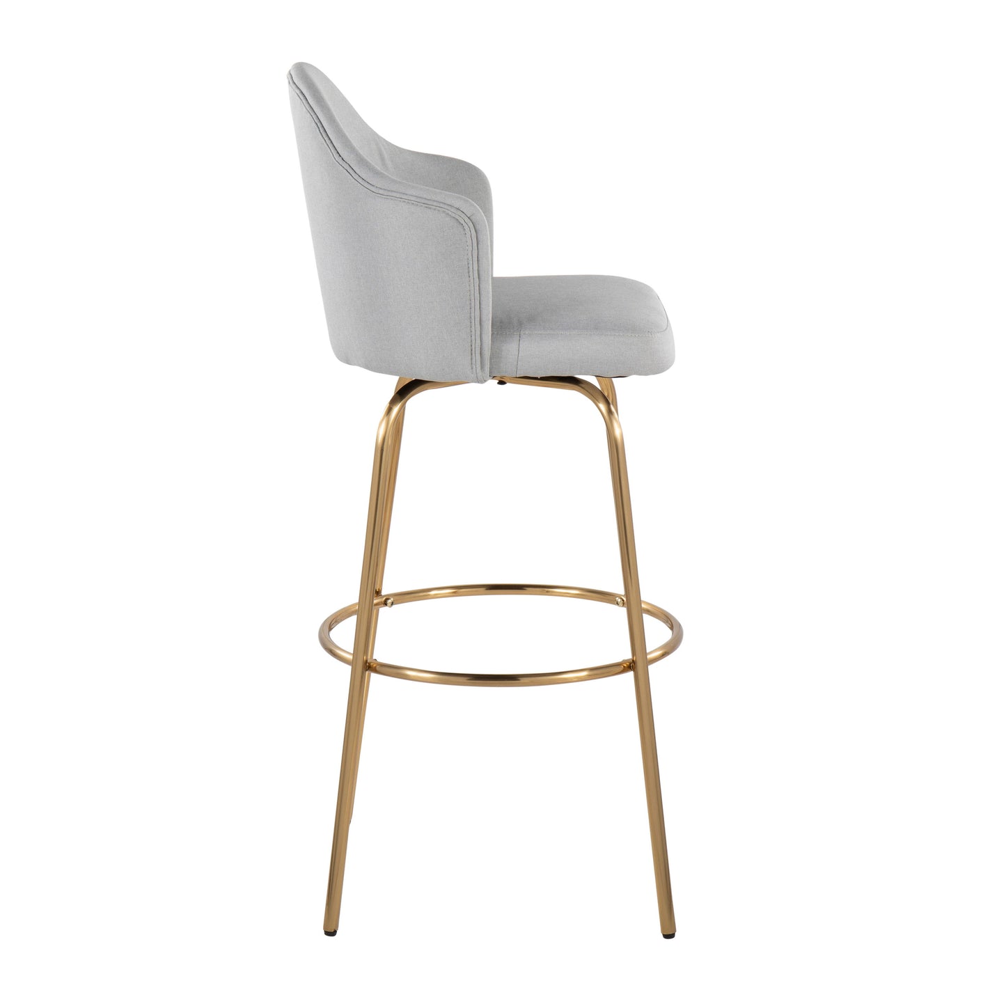 Ahoy - Contemporary Fixed Height Bar Stool Round Gold Footrest (Set of 2) - Light Gray / Gold