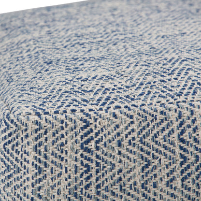 Nate - Square Pouf - Patterned Denim Melange