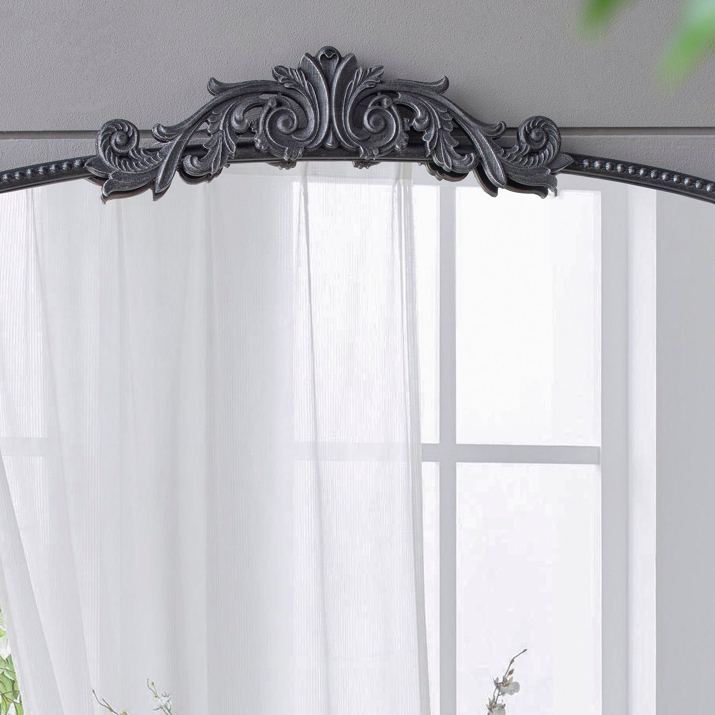Classic Design Large Arch Mirror And Baroque Inspired Frame For Living Room Bathrrom Enterway Console - Black