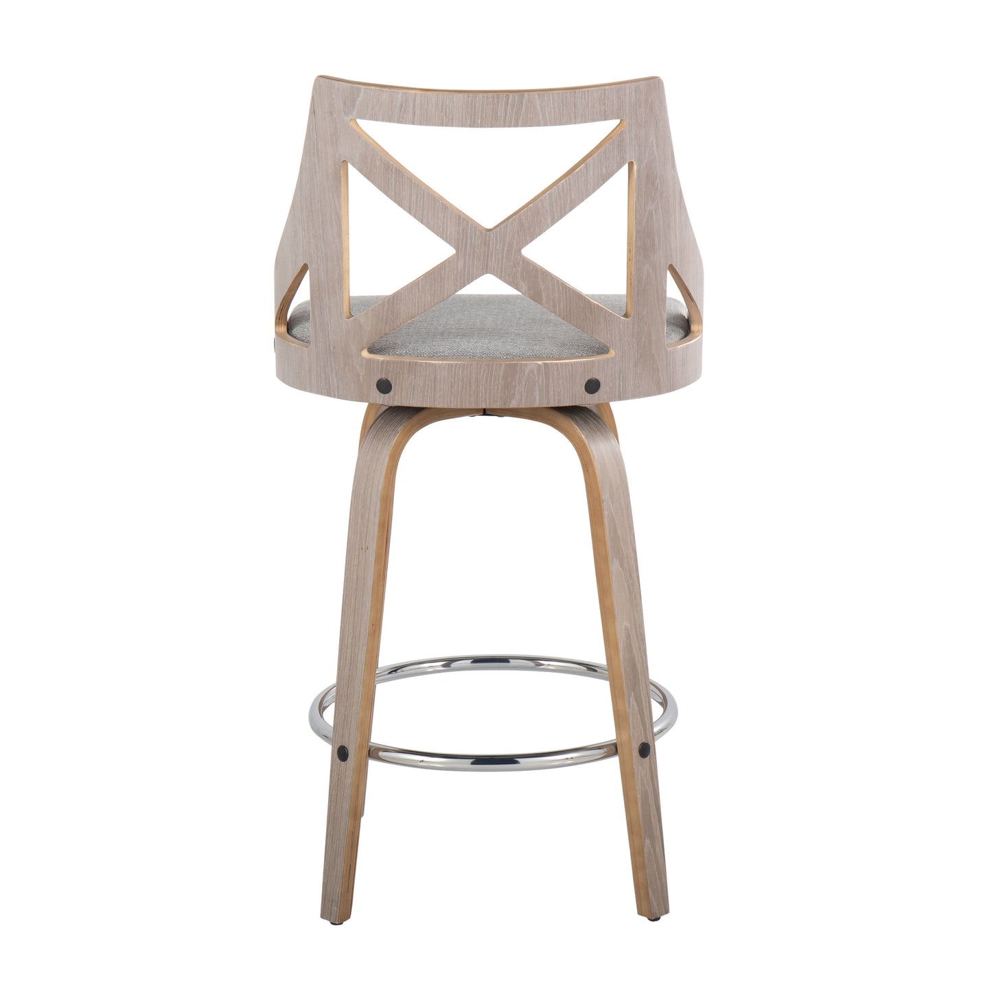 Charlotte - Farmhouse Fixed Height Counter Stool With Swivel With Round Footrest (Set of 2) - Light Gray