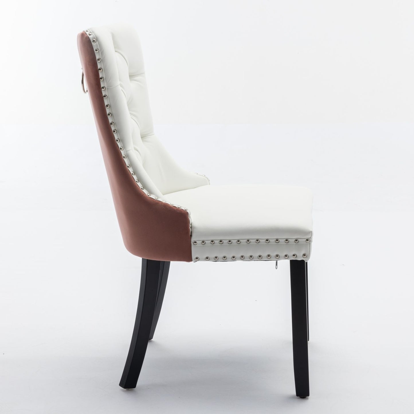 Nikki - Modern, High-End Tufted Solid Wood Contemporary And Velvet Upholstered Dining Chair With Wood Legs Nailhead Trim (Set of 2) - White / Pink