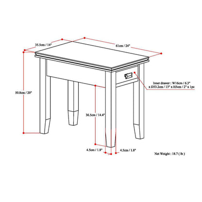 Artisan - Narrow Side Table - Russet Brown