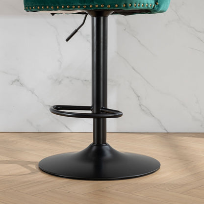 Swivel Velvet Barstools Adjusatble Seat Height, Modern Upholstered Bar Stools With Backs Comfortable Tufted For Home Pub And Kitchen Island (Set of 2) - Green