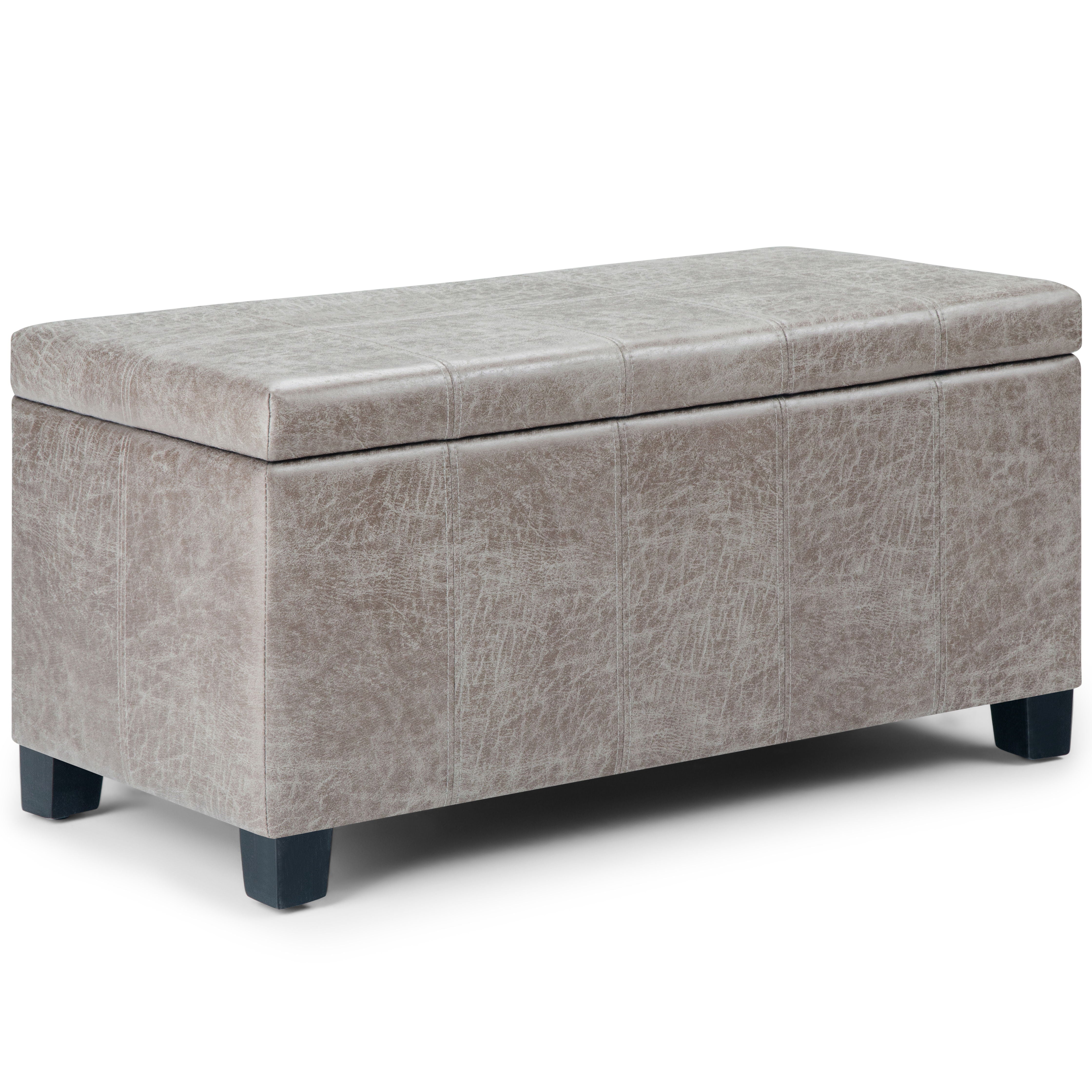 Dover - Storage Ottoman Bench - Distressed Gray Taupe