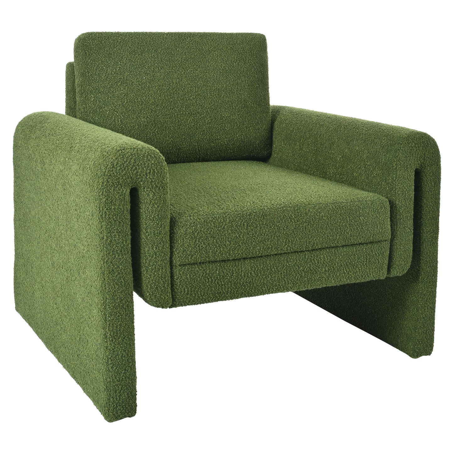 Modern Boucle Upholstered Accent Chair Sturdy Support & Luxurious Comfort Solid, Manufactured Wood - Green