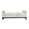 Elegant Upholstered Bench, Daybed, Ottoman With Wood Legs & Bolster Pillows - Ivory Boucle