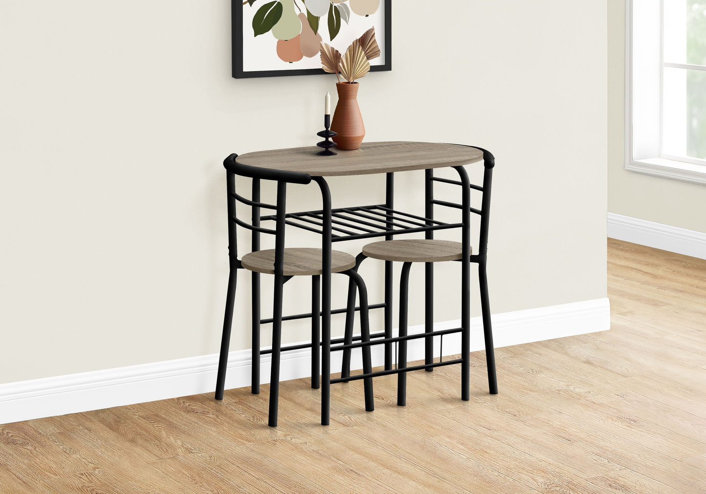 3 Pieces Dining Table Set, Small, Contemporary & Modern - Taupe