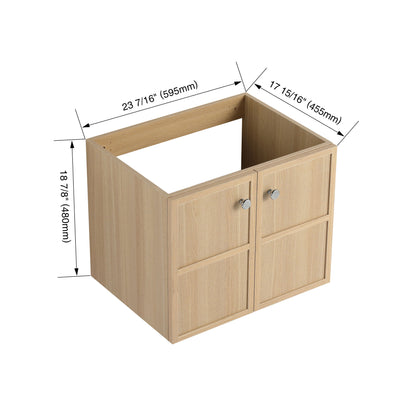 Modern Wall Mounted 24" Bathroom Vanity With 2 Soft Closing Doors, Excluding Sink - Oak