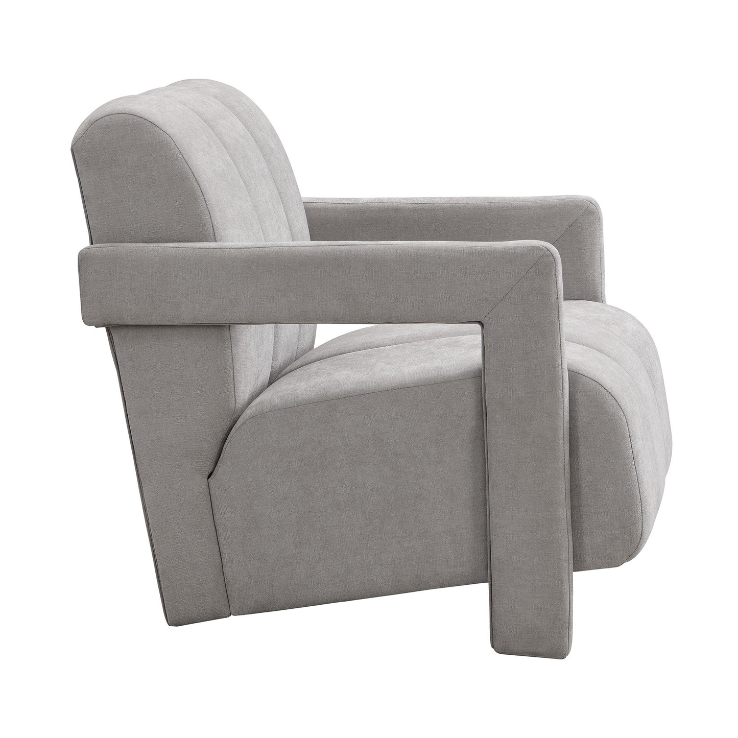 Modern Minimalist Leisure Armchair With L Shaped Armrests For Living Room - Gray
