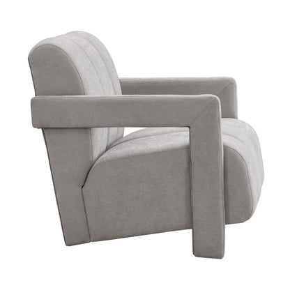 Modern Minimalist Leisure Armchair With L Shaped Armrests For Living Room - Gray