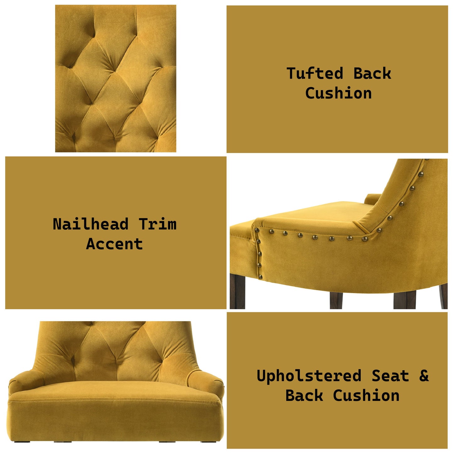 Farren - Velvet Side Chair (Set of 2) - Espresso / Yellow