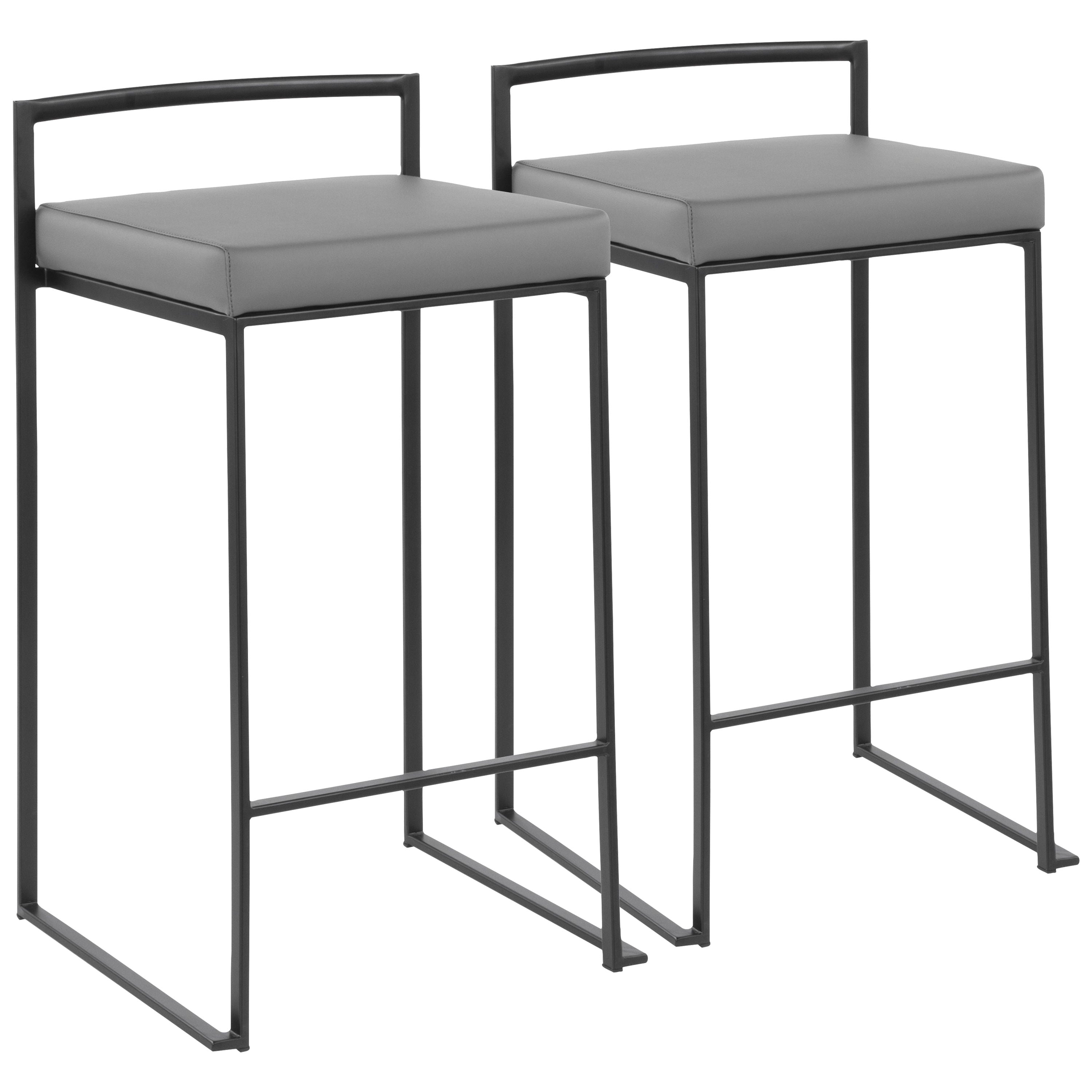Fuji - Contemporary Stackable Counter Stool (Set of 2) - Black / Gray