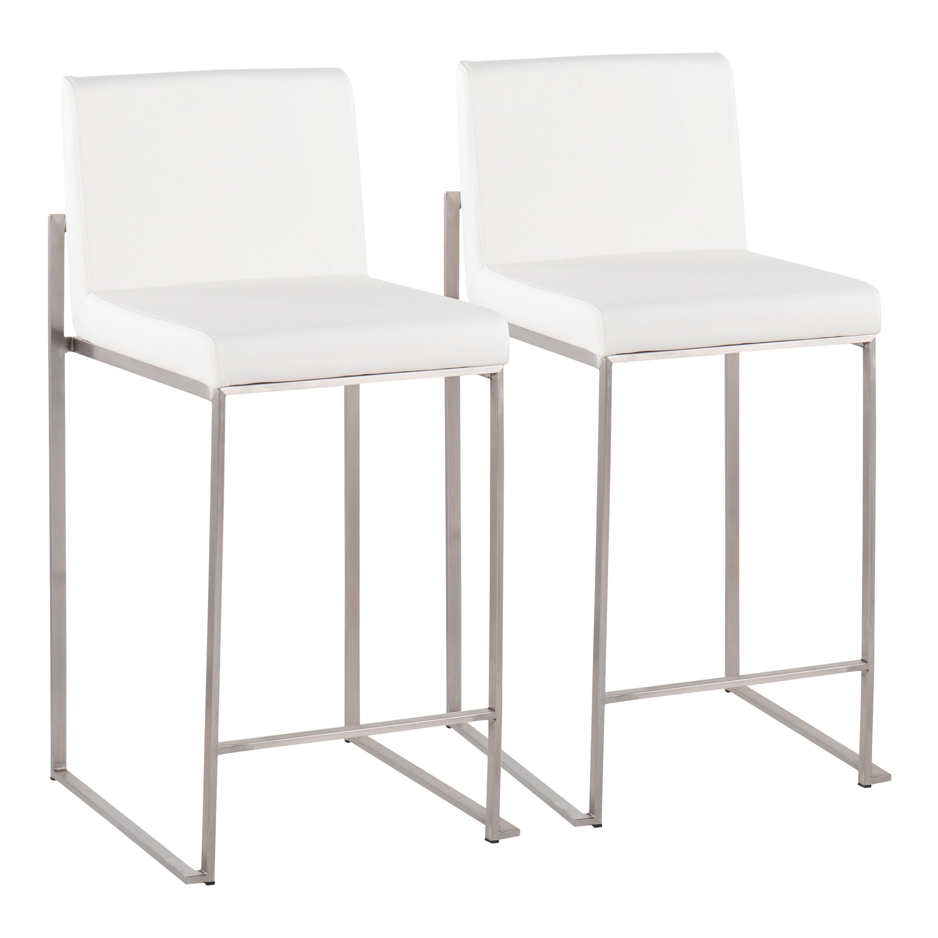 Fuji - Contemporary High Back Counter Stool (Set of 2) - White