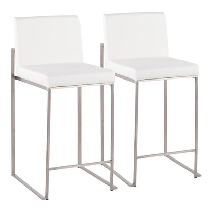 Fuji - Contemporary High Back Counter Stool (Set of 2) - White