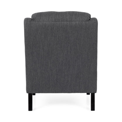 Contemporary Club Chair With Upholstered Fabric And Rubberwood Legs - Charcoal