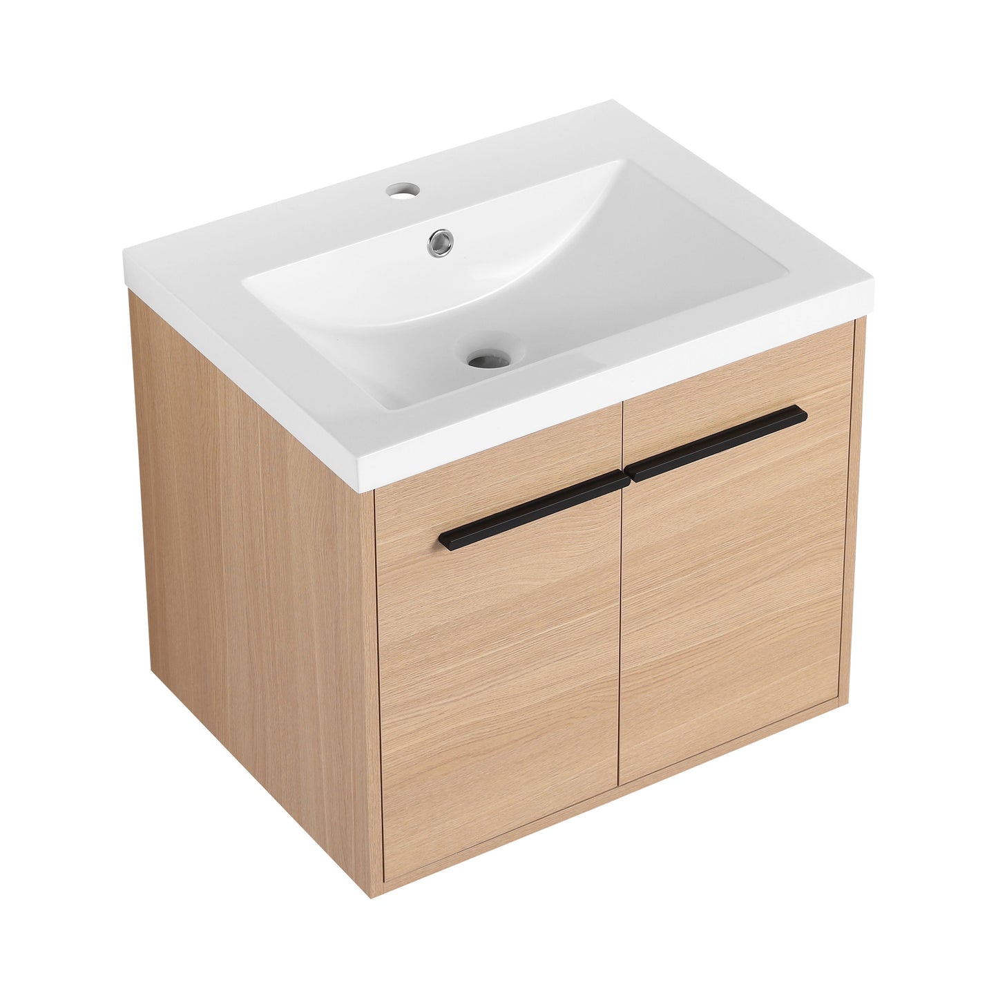 Bathroom Vanity Set With Resin Countertop Sink, 2 Doors - Oak