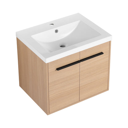 Bathroom Vanity Set With Resin Countertop Sink, 2 Doors - Oak
