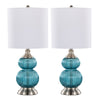 Belle - Contemporary Lamp (Set of 2) - Clear Sapphire Blue / Nickel / White