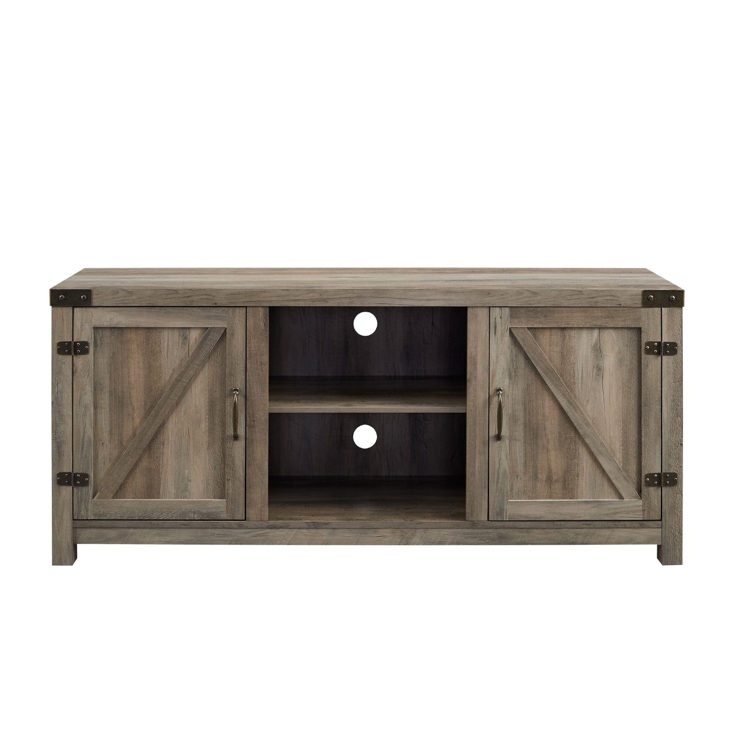 Farmhouse Barn Door TV Stand For TVs Up To 65" - Gray Wash