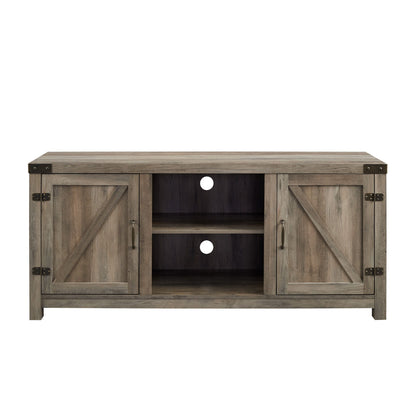 Farmhouse Barn Door TV Stand For TVs Up To 65" - Gray Wash