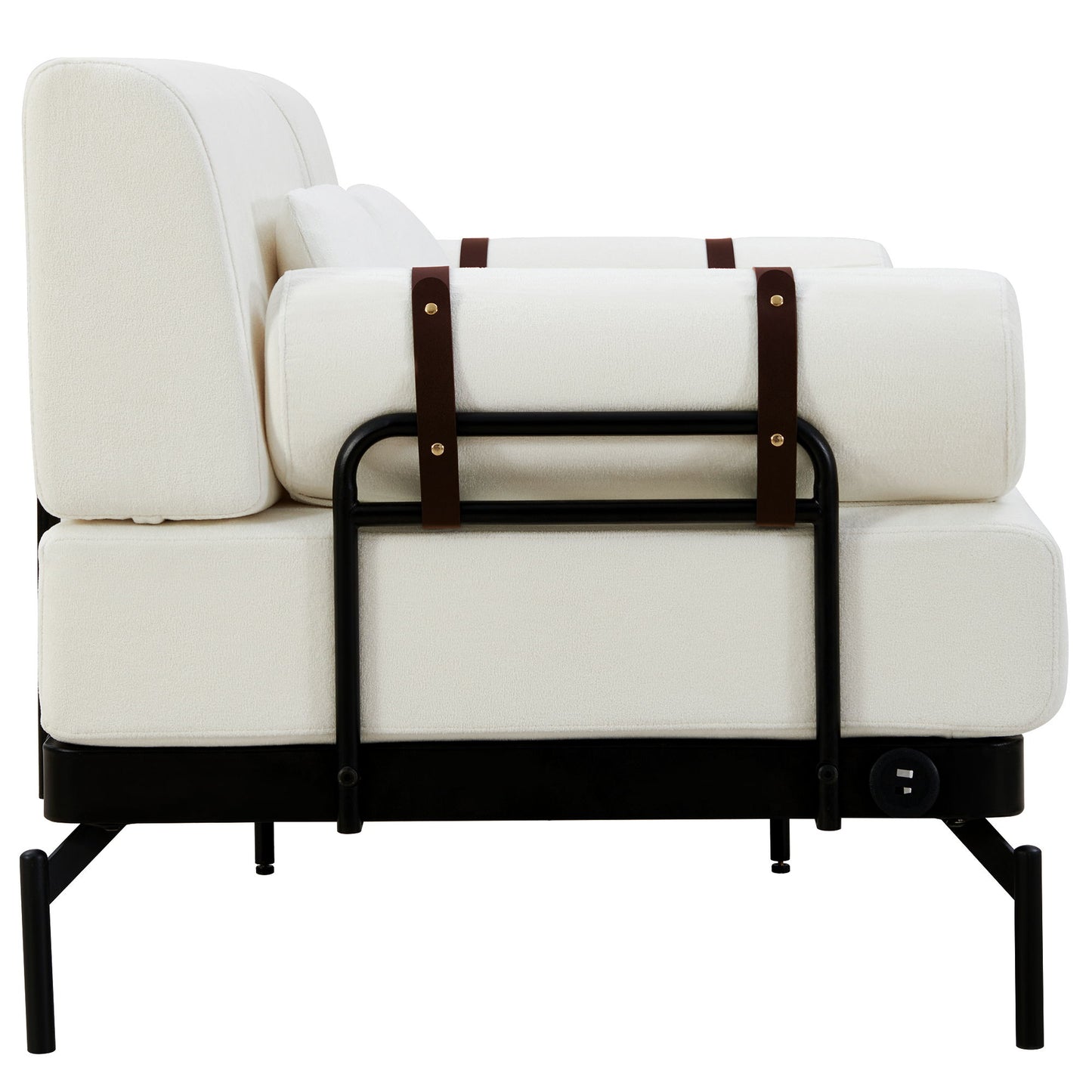Modern Loveseat Sofa 59" Couch With Flexible USB Ports, Unique Cylindrical Armrests - Beige