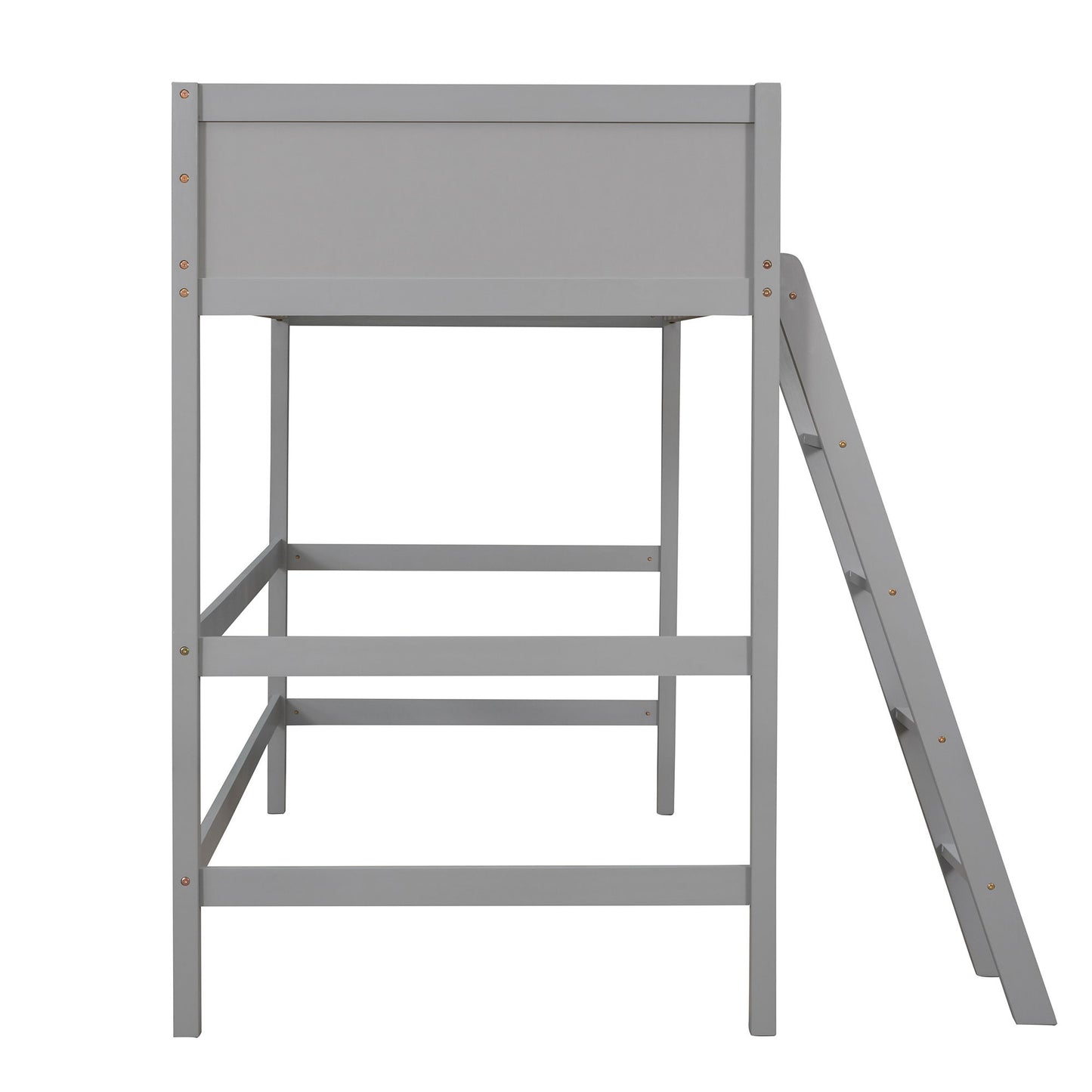 Twin Size Loft Bed With Ladder - Gray