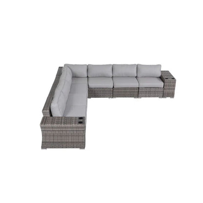 Outdoor Wicker Patio Sofa Quick Setup Pre Assembled Patio Furniture - Gray Mix