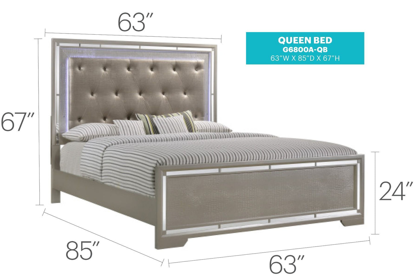 Alana - Queen Bed - Silver Champagne