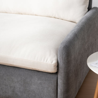 Oversized Single Sofa Chair Wide And Deep Seat, Modern Upholstered Comfy Blocking Couch Lounge With Pillows - Gray / Cream