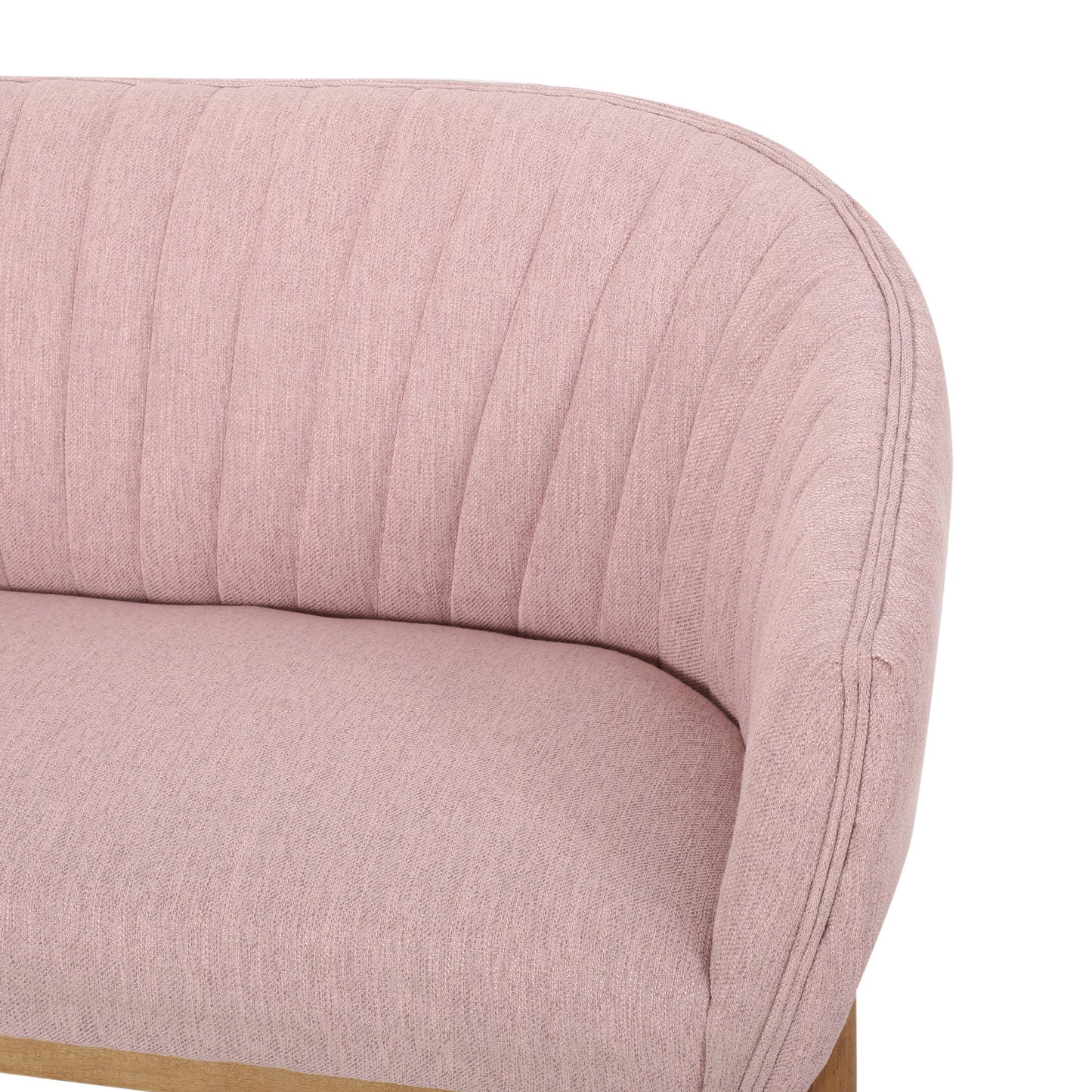 Mid Century Modern Loveseat With Channel Stitched Backrest - Blush