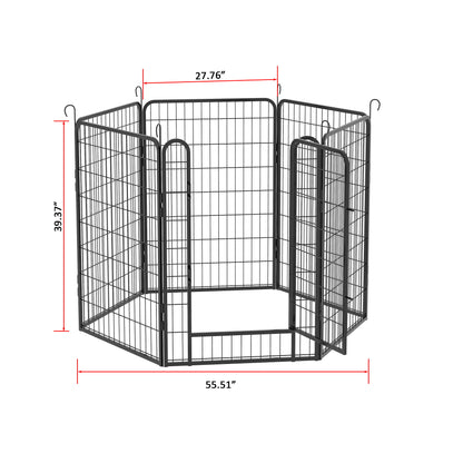 6 Panels Heavy Duty Metal Playpen With Door, Dog Fence Pet Exercise Pen For Outdoor, Indoor - Black