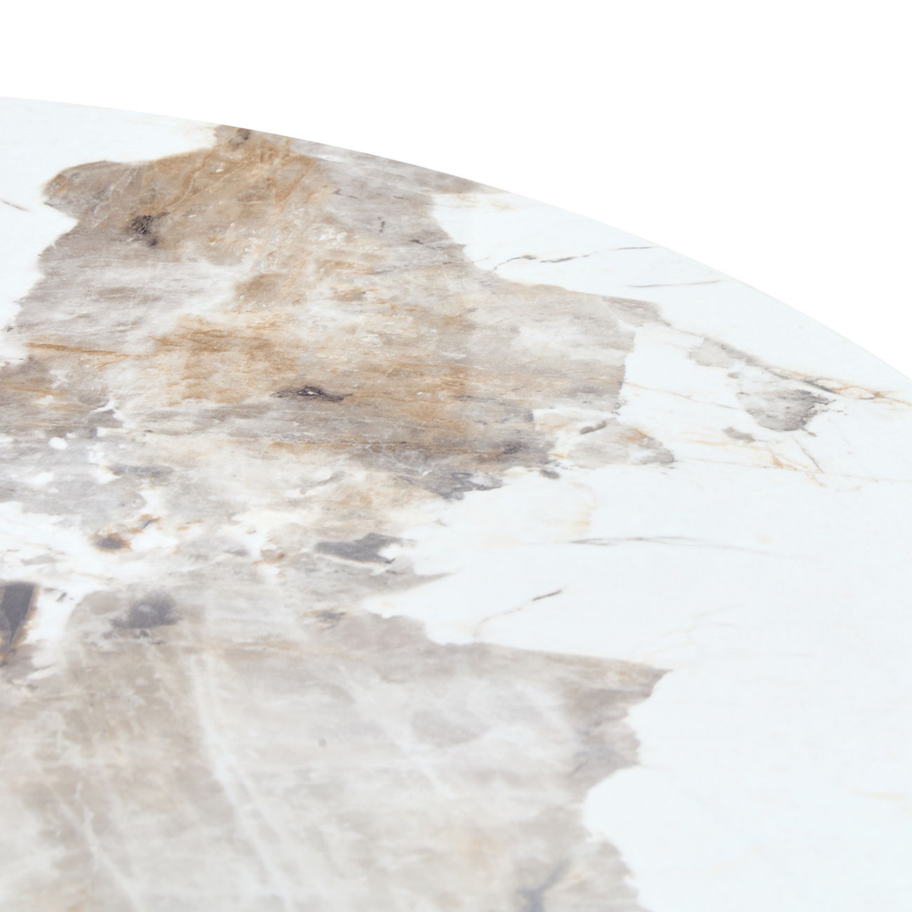 Stainless Steel Pattern Burning Stone Round Table Suitable For 2, 4 Or 6 People - Gold / White