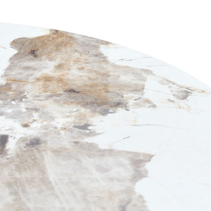 Stainless Steel Pattern Burning Stone Round Table Suitable For 2, 4 Or 6 People - Gold / White
