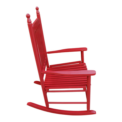 Wooden Porch Rocker Chair - Rose Red