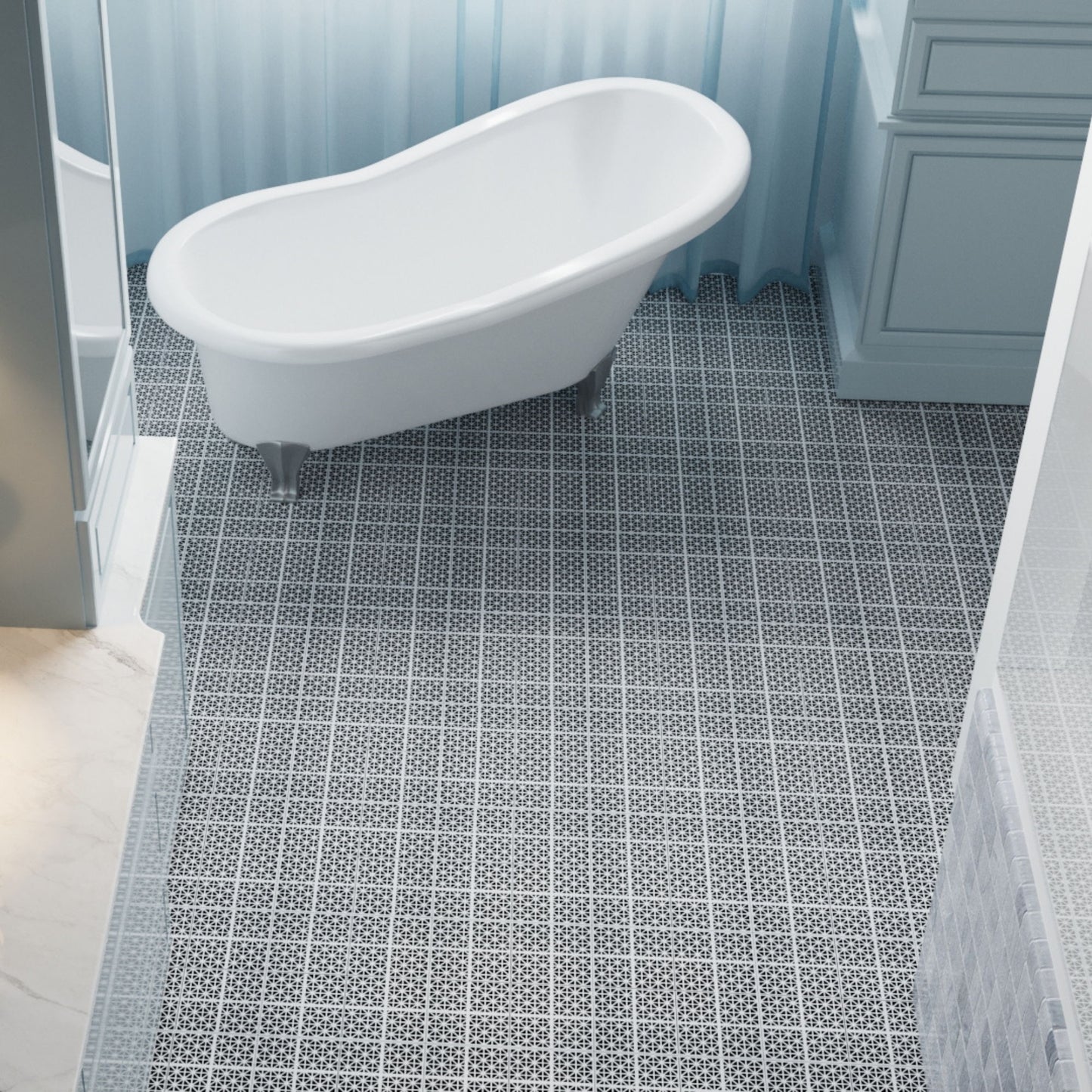 Interlocking Deck Tiles Plastic Waterproof Outdoor All Weather Anti-Slip Bathroom Shower Balcony Porch Strong Weight Capacity Upto 6613 Lbs, Rosette Pattern Pack Of 12 - Gray