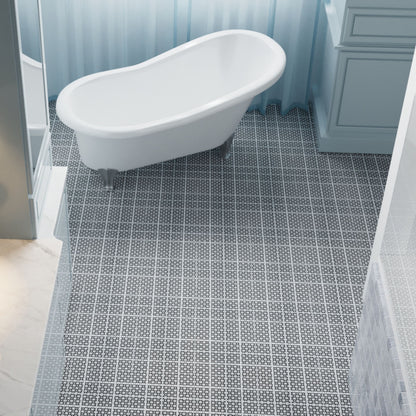 Interlocking Deck Tiles Plastic Waterproof Outdoor All Weather Anti-Slip Bathroom Shower Balcony Porch Strong Weight Capacity Upto 6613 Lbs, Rosette Pattern Pack Of 12 - Gray