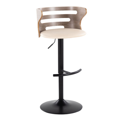 Cosi - Mid-Century Modern Adjustable Barstool With Swivel With Rounded T Footrest (Set of 2) - Black / Light Gray / Cream