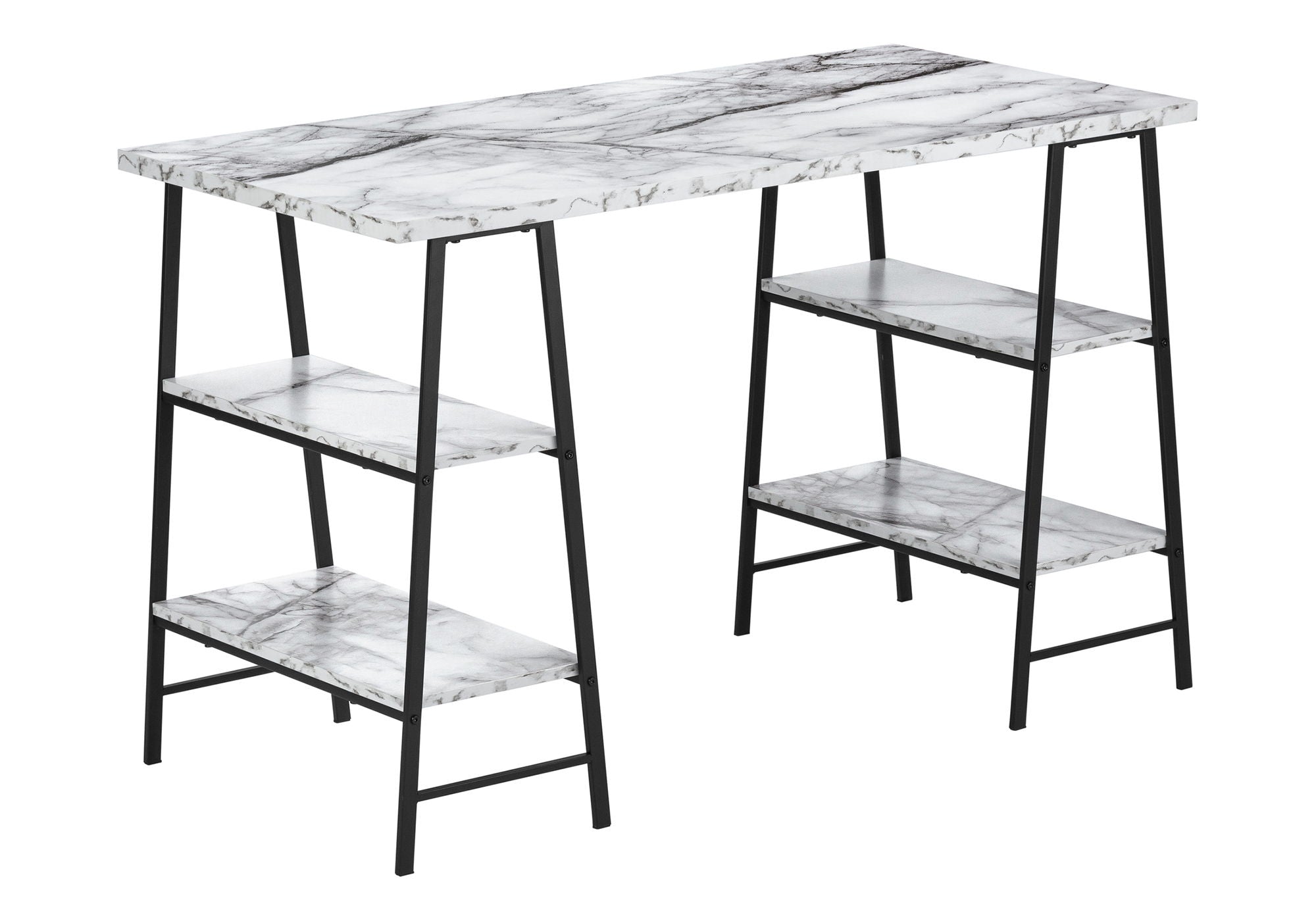 Computer Desk For Home Office, Laptop, Storage Shelves, Contemporary Versatile Placement - White