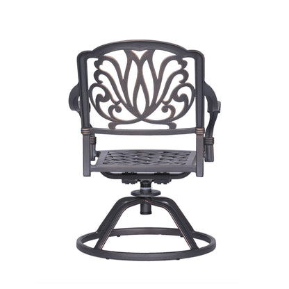 Patio Outdoor Aluminum Dining Swivel Rocker Chairs With Cushion (Set of 2) - Navy Blue