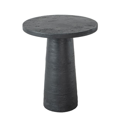 Round Side Table With Pedestal Base - Black