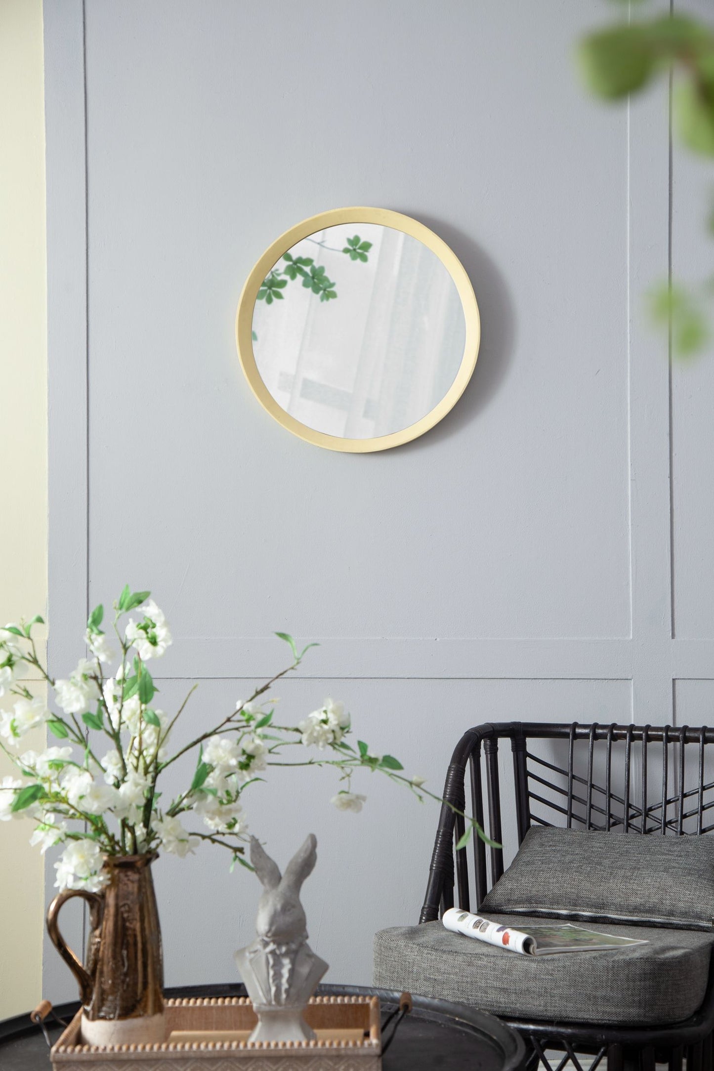 Transitional Decor Style Mango Wood Wall Mirror Wall Decor With Frame Of Solid Mango Wood For Bathroom, Entryway Console Lean Against Wall - Cream