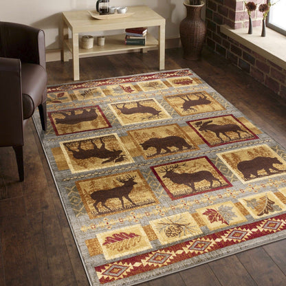 Nature's Nest - 7'10" X 10'3" Polyester, Lodge Area Rug - Multi