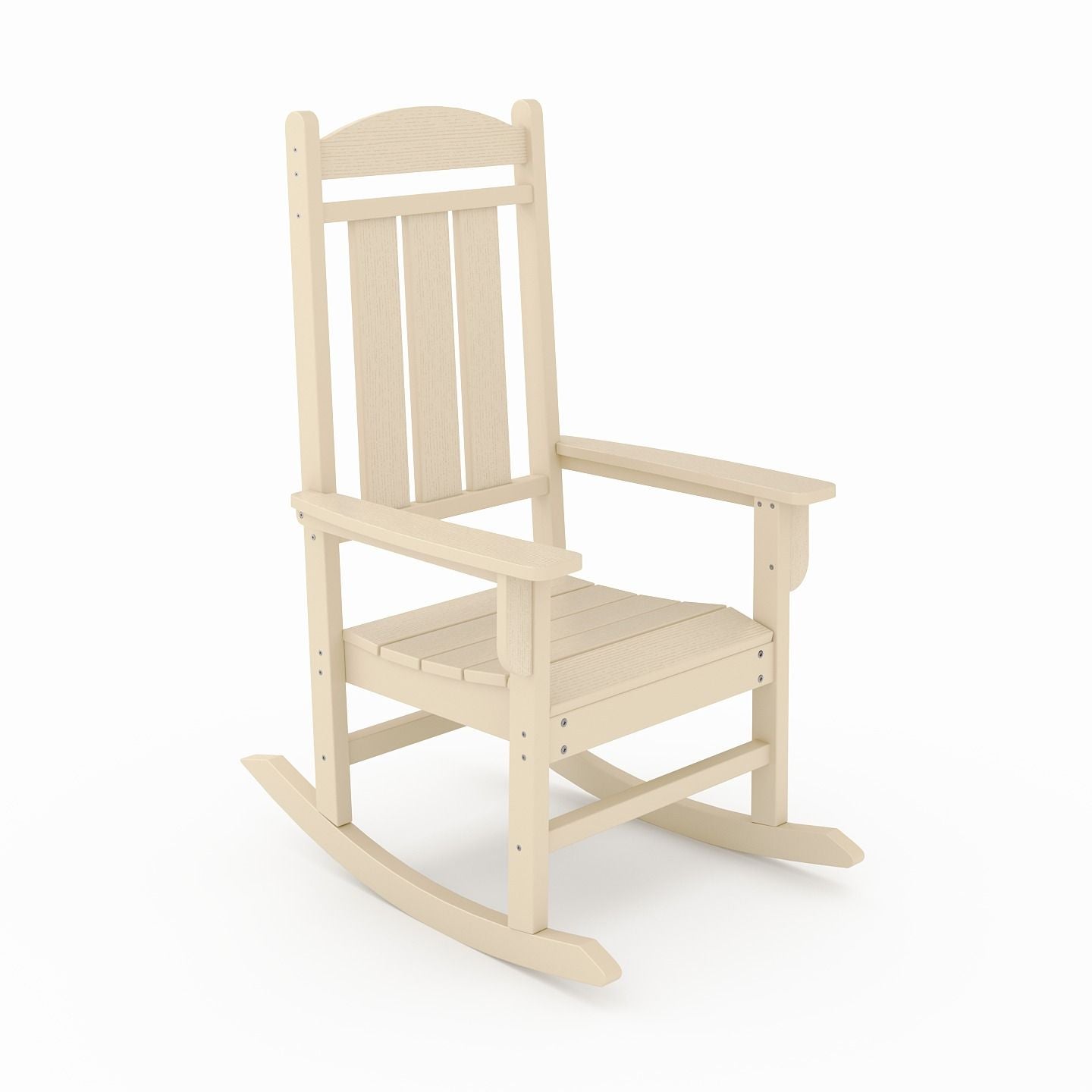 Traditional Porch Rocker Classic HDPE Poly Lumber For Porch, Patio, And Garden Comfort - Beige