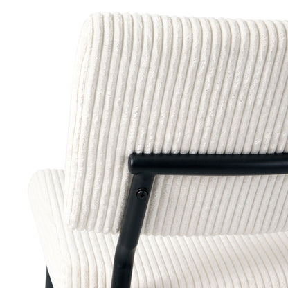 Modern Fabric Upholstered Dining Chair With Black Metal Legs (Set of 4) - Beige