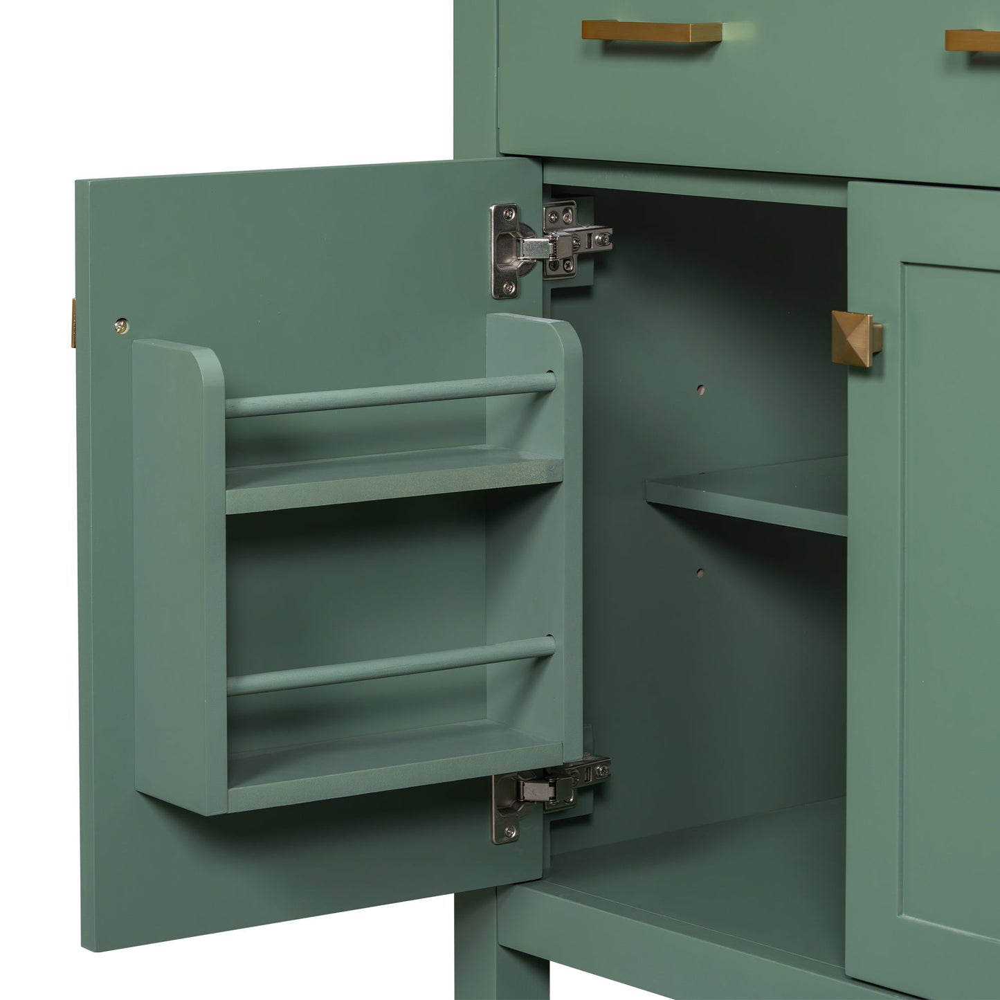 Bathroom Vanity With Ceramic Sink, Modern Single Bathroom Cabinet With 2 Doors And A Shelf, Soft Close Doors - Green
