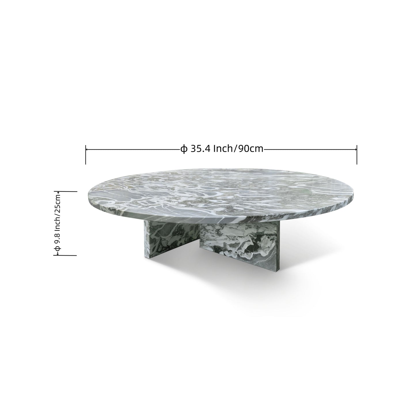Natural Marble Coffee Table With Polished Surface For Living Room - Blue / Gray
