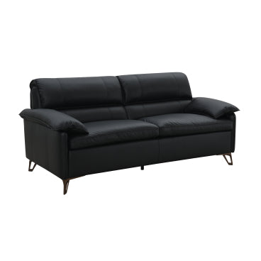 Eilene - Top Grain Leather Loveseat - Black