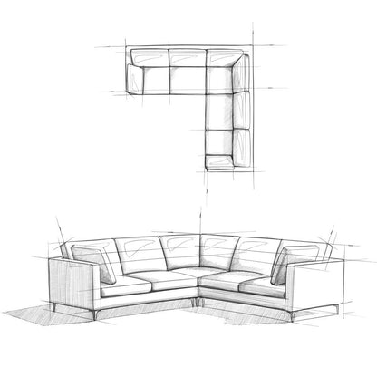 Ava - Mid Century Corner Sectional Sofa - Cream