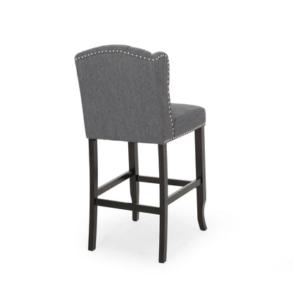 Solara - Fabric Tufted Counter Stool With Nailhead Accents (Set of 2) - Charcoal